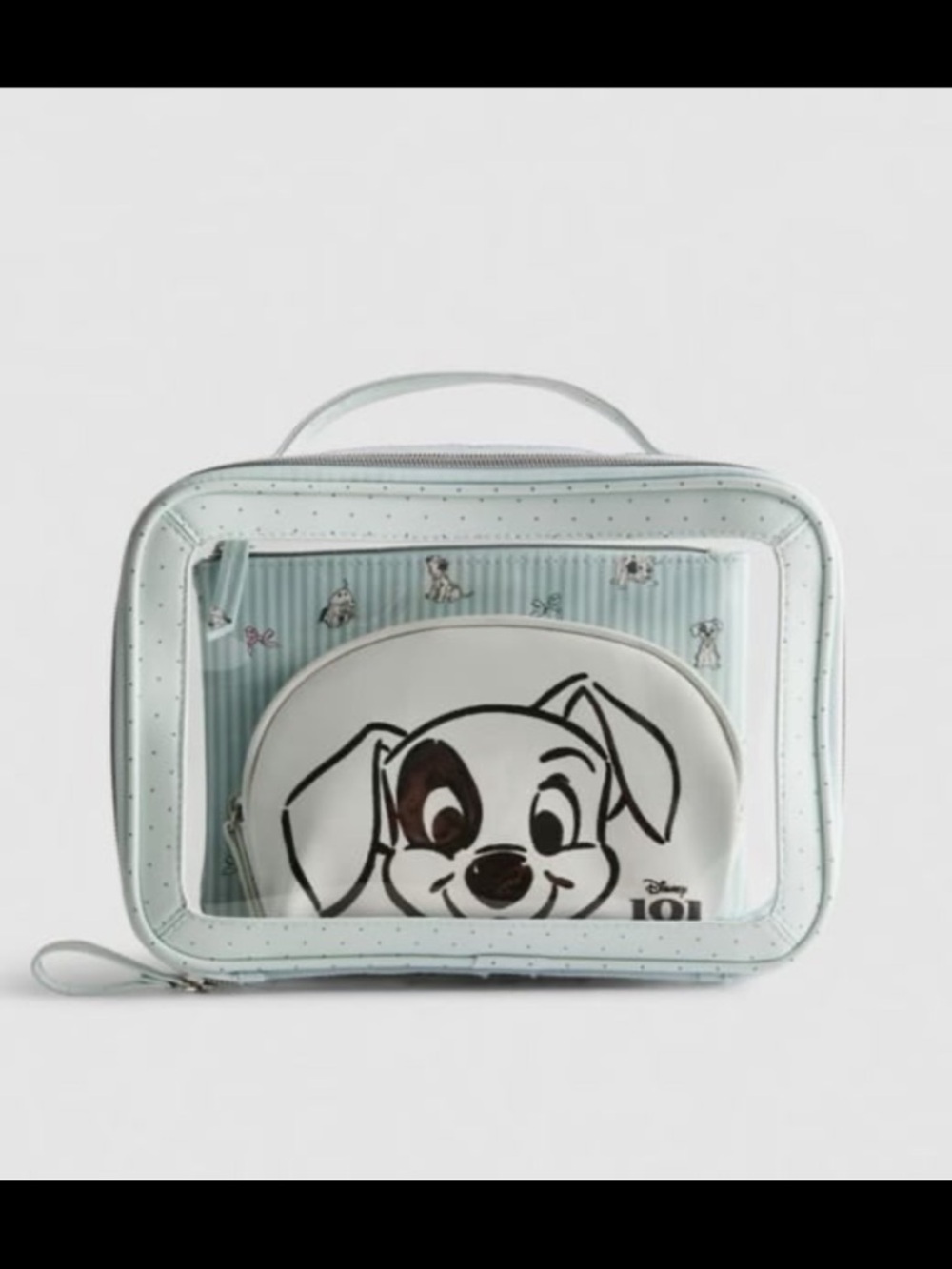 Disney 101 Dalmatians Clear Cosmetic Bag Set - Light Blue/White/Black
